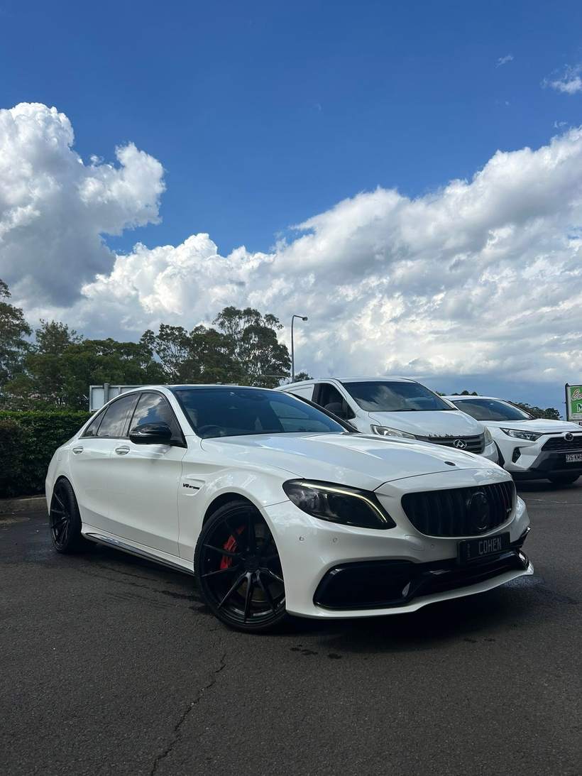White Mercedes AMG C63 after detailing